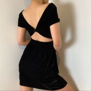 Black Velvet Bow Tie Back Dress